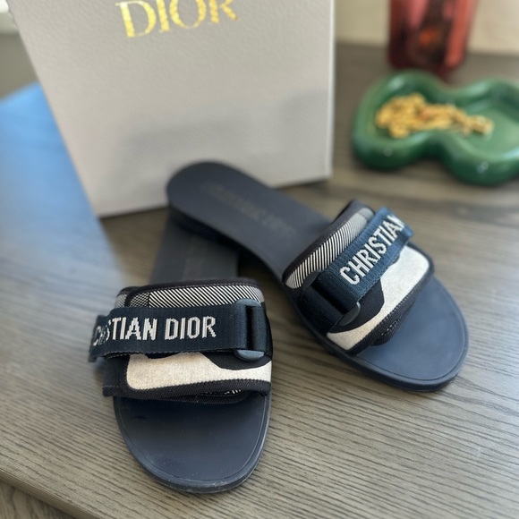 SOLD Christian Dior slide sandals sz 38 blue - Picture 3 of 3